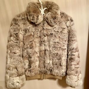 Women's Rabbit Fur Jacket - Brown/white/cream/touch of black